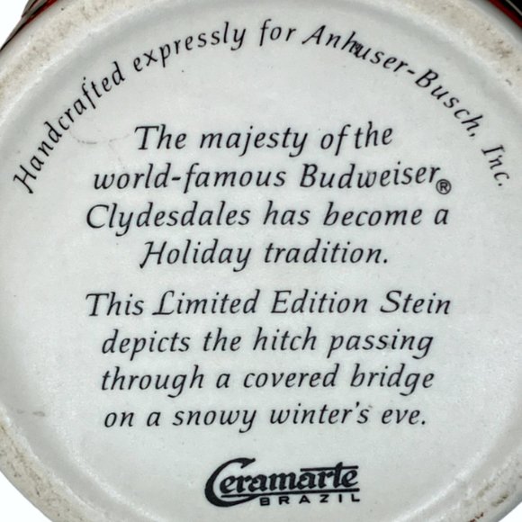 VTG Budweiser Collectable Stein Handcrafted For Anheuser Busch Inc PreOwned 1984 - Picture 7 of 7